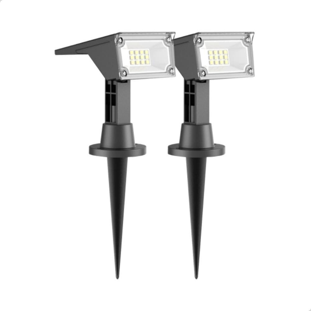 Kit 2 Luminária Spot Solar De Jardim 50 Lumens Rgb Multicor