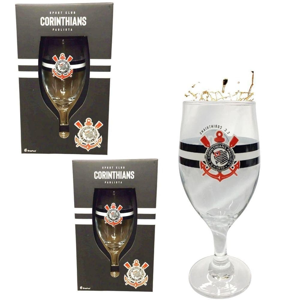 Kit 2 Taças Windsor 330Ml Cerveja Vinho Time Corinthias Selo