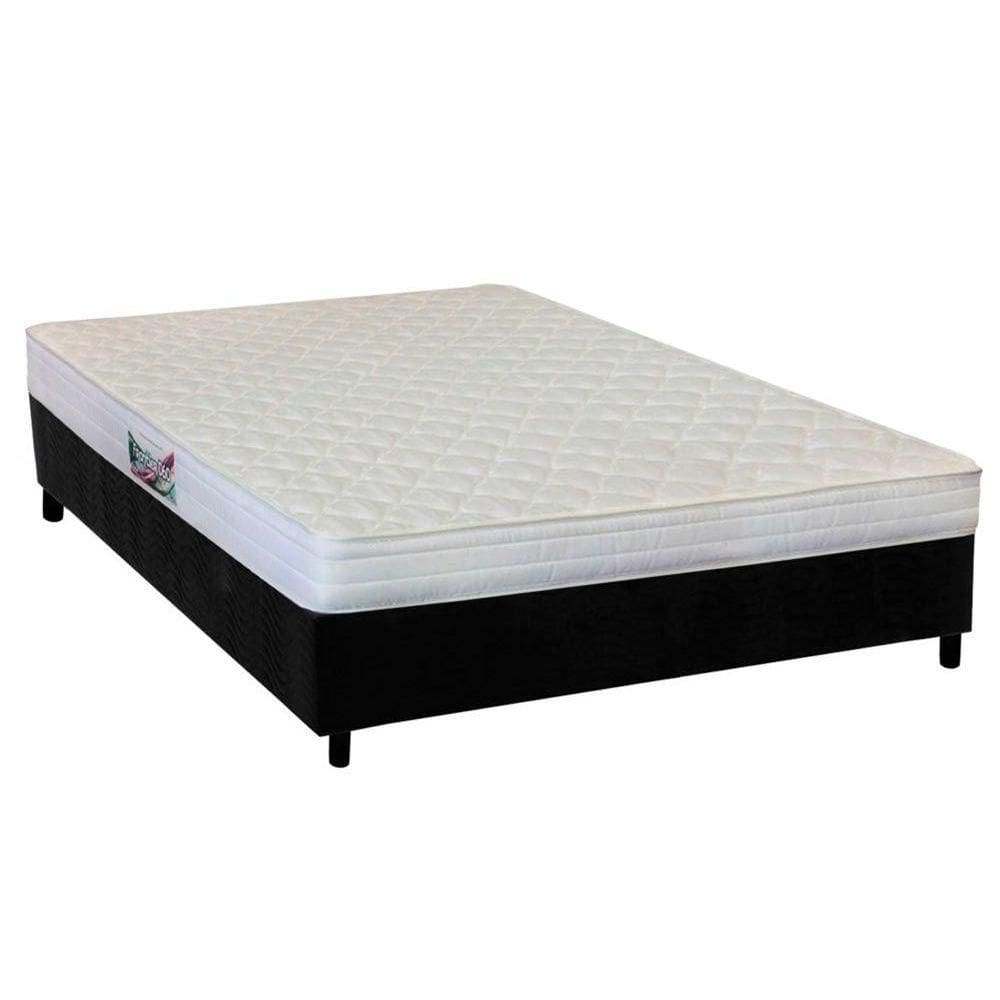 Cama Box Casal: Colchão Espuma Herval AG65 Frontier + Base CRC Suede Black(138x188)