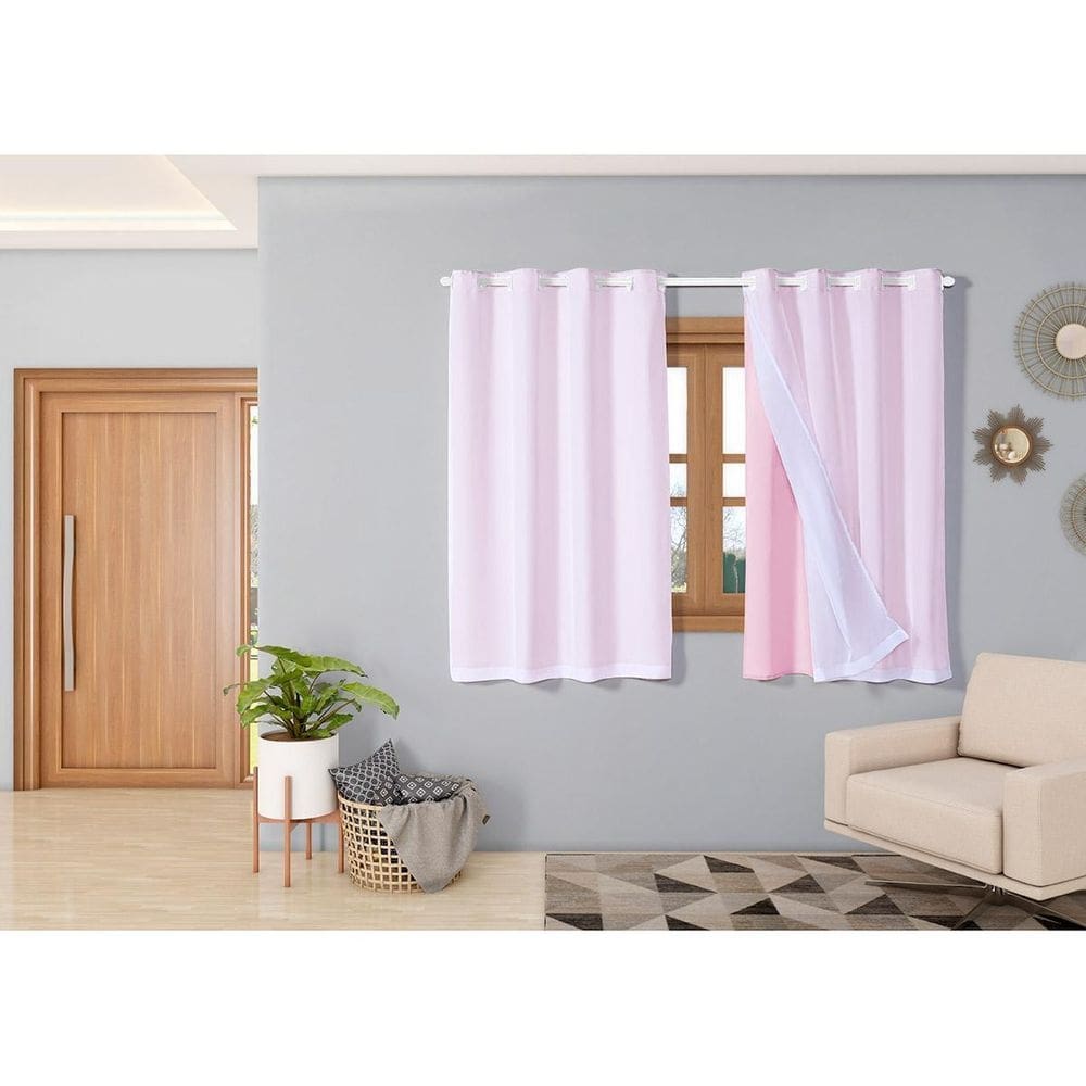 Cortina Classic 2,80 X 1,60 Sala Quarto Janela Cozinha Rosa