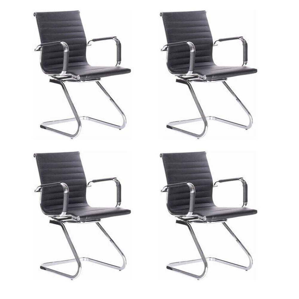 Kit 4 Cadeiras para Escritório Interlocutor Visitante Esteirinha Office Preto