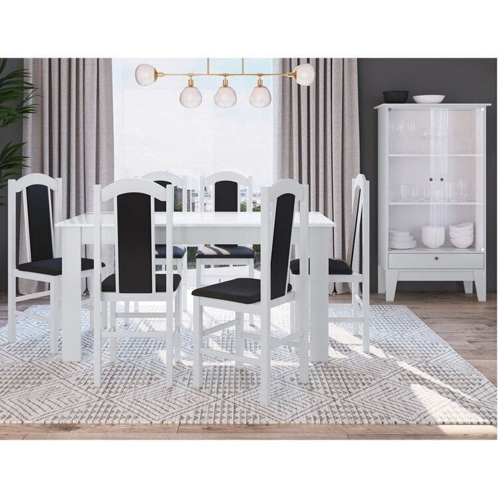 Conjunto Sala de Jantar Mesa Fixa com 6 Cadeiras Branco