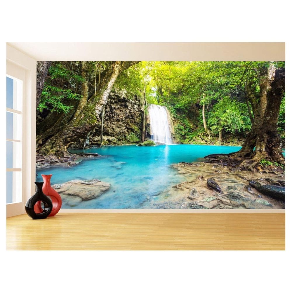 Papel De Parede 3D Paisagem Cachoeira Florestas 3,5M Nch235