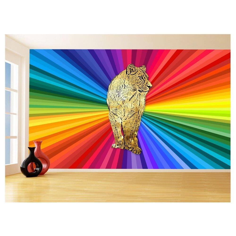 Papel De Parede Animais Pop Art Leoa Colorido 3,5M Pxa451
