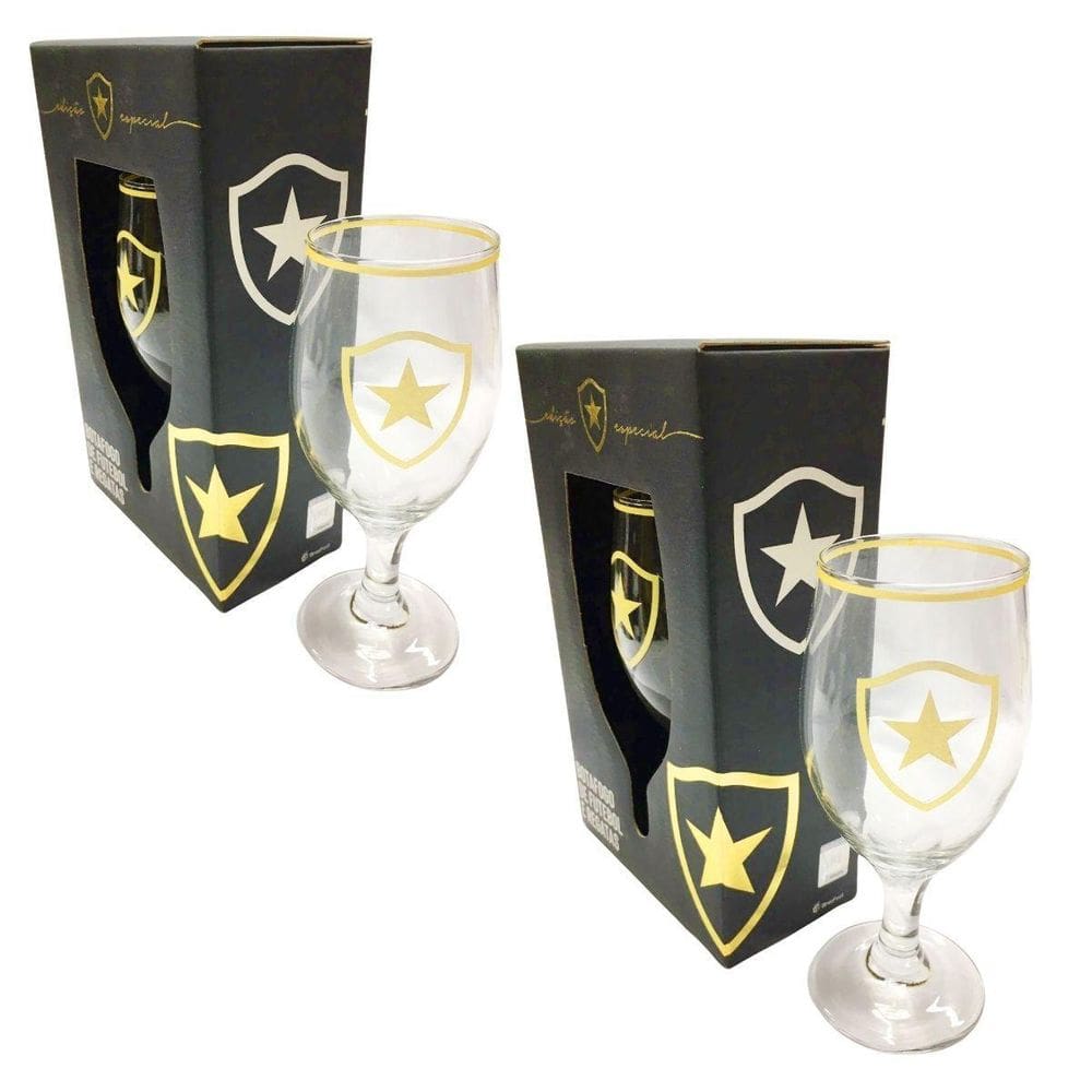 Kit 3 Taças 330Ml Vidro Time Botafogo Edição Série Ouro Selo