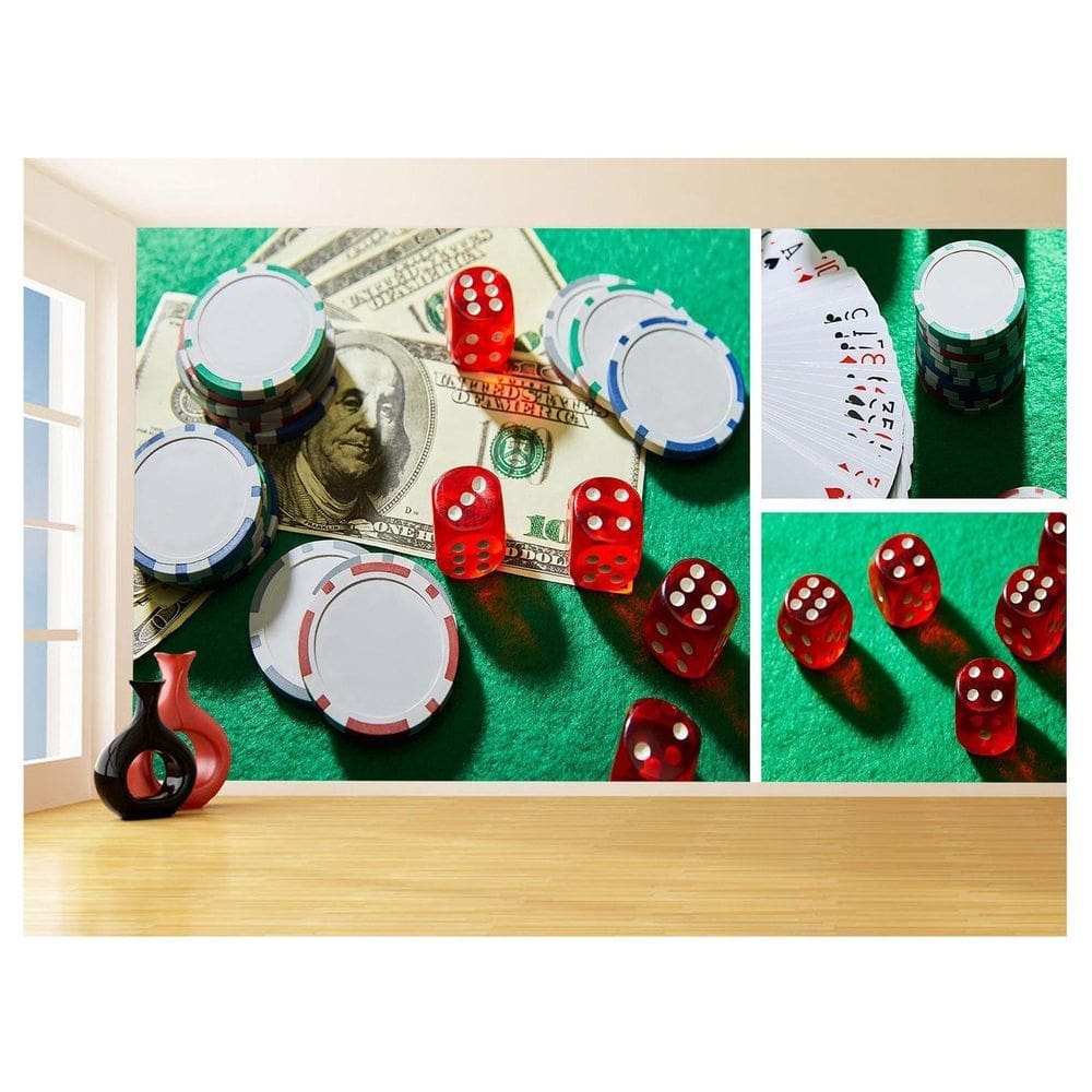 Papel De Parede 3D Salão De Jogos Cartas Poker 3,5M Jcs93
