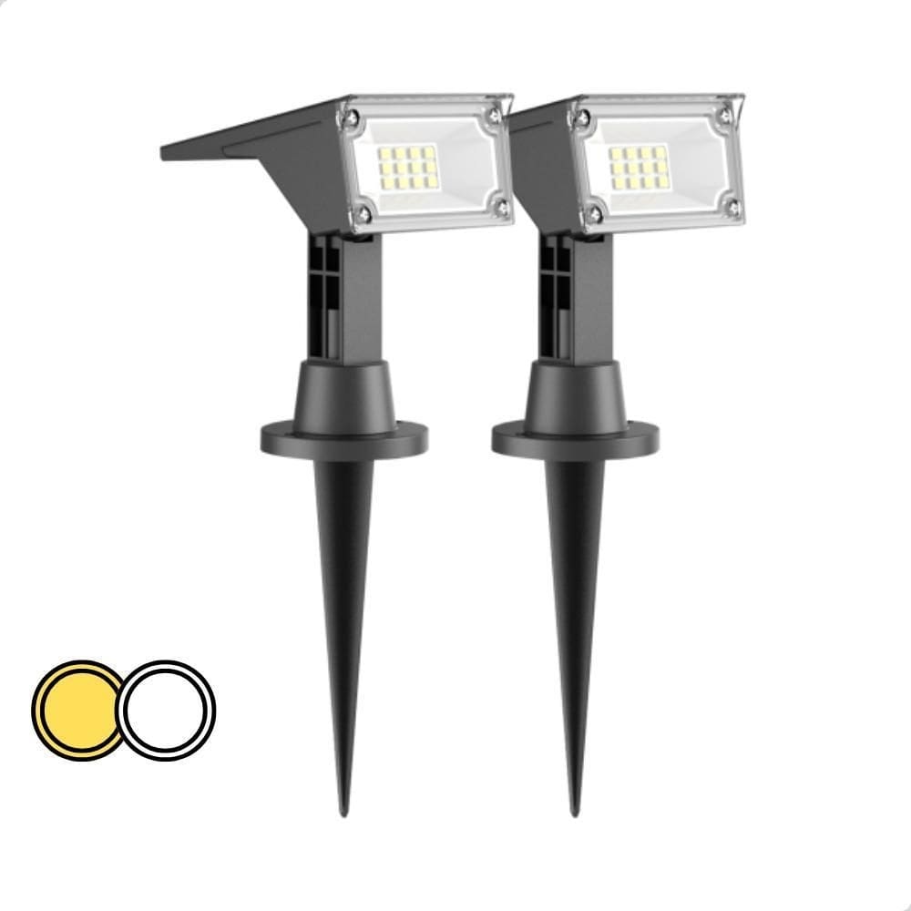 Kit 2 Luminária Spot Solar 2 Cores 50 Lumens 3000K + 6500K