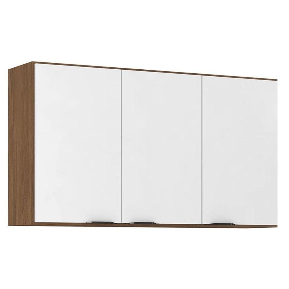 Armário Aéreo para Cozinha Firenze 3 Portas Amêndola Branco - Demóbile