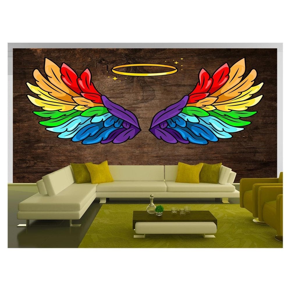 Papel De Parede 3D Arte Asas Selfie Insta Cores 3,5M Tra248