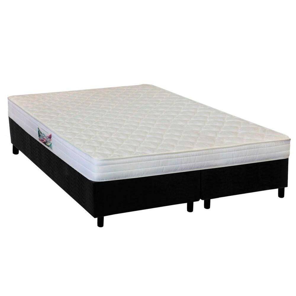 Cama Box Queen: Colchão Ortopédico Herval AG65 Frontier + Base CRC Suede Black(158x198)