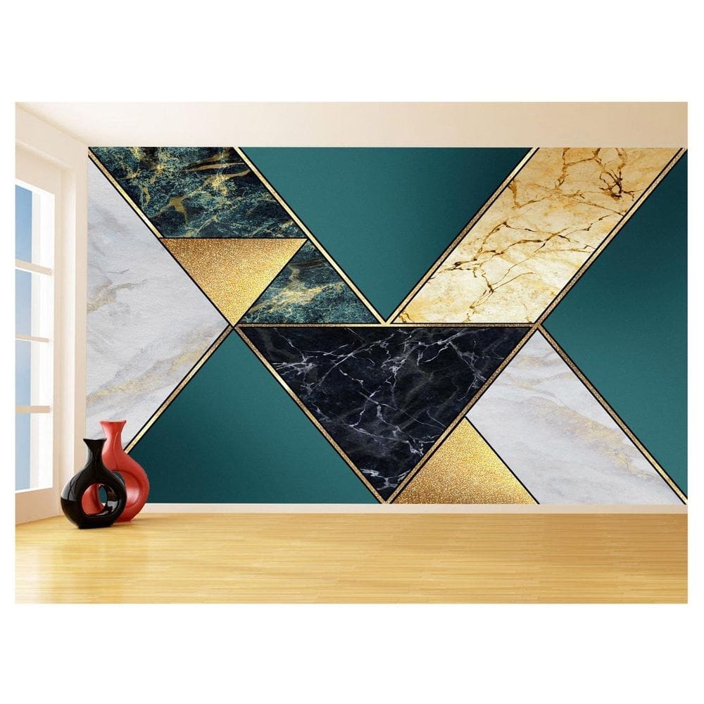 Papel De Parede 3D Estilo Marmore Cores Formas 3,5M Mbr48