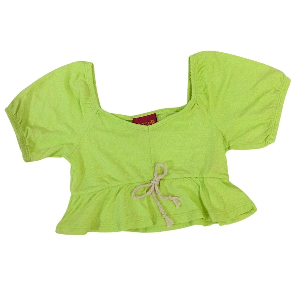 Blusa Cropped juvenil fem Romitex verde limão