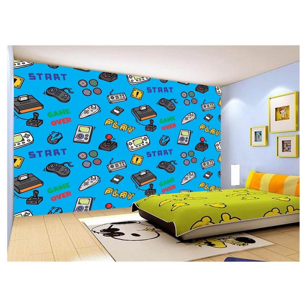 Papel De Parede 3D Infantil Controle Game Jogo 3,5M Azs204