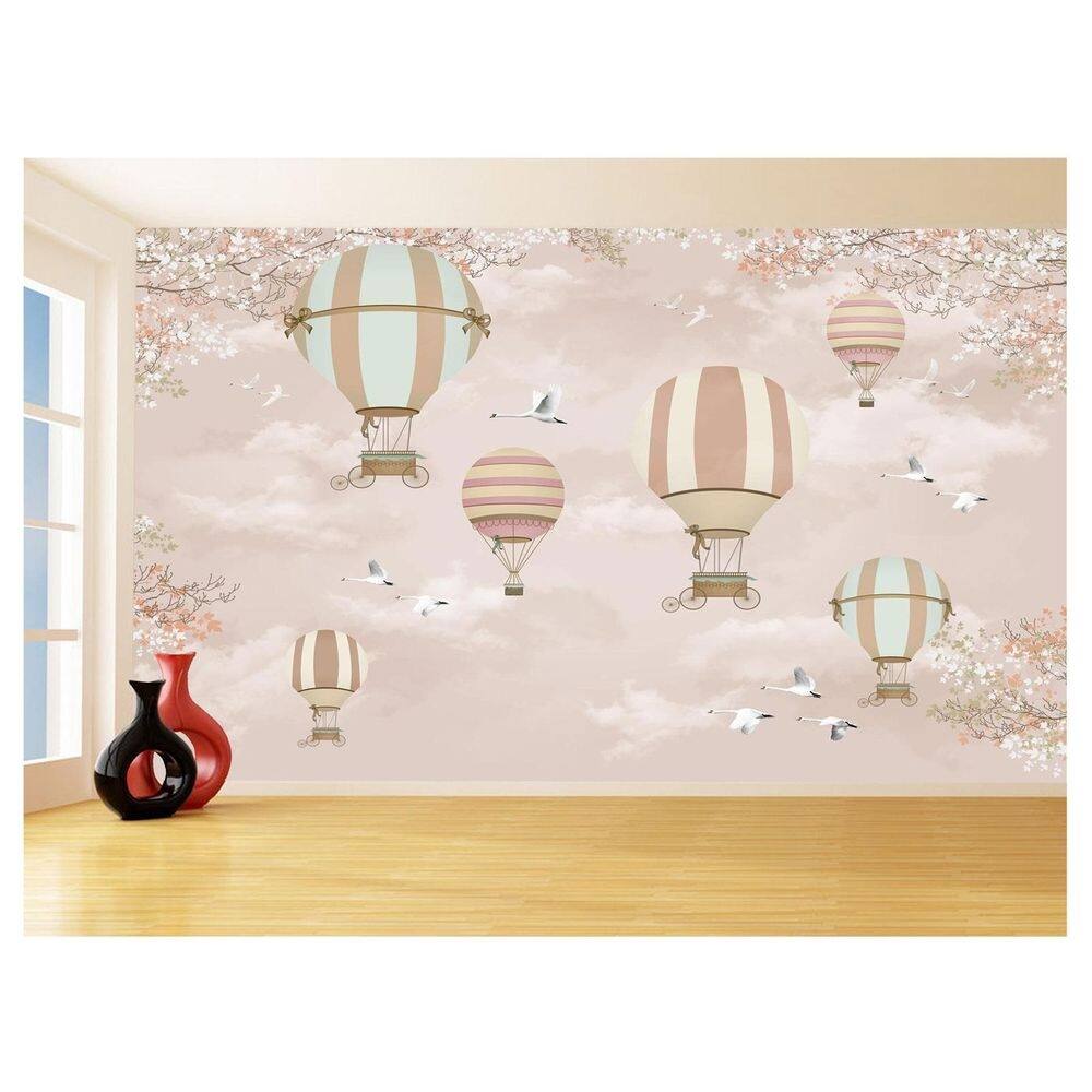 Papel De Parede Infantil Balões Fundo Bege Art 3,5M Nmu82