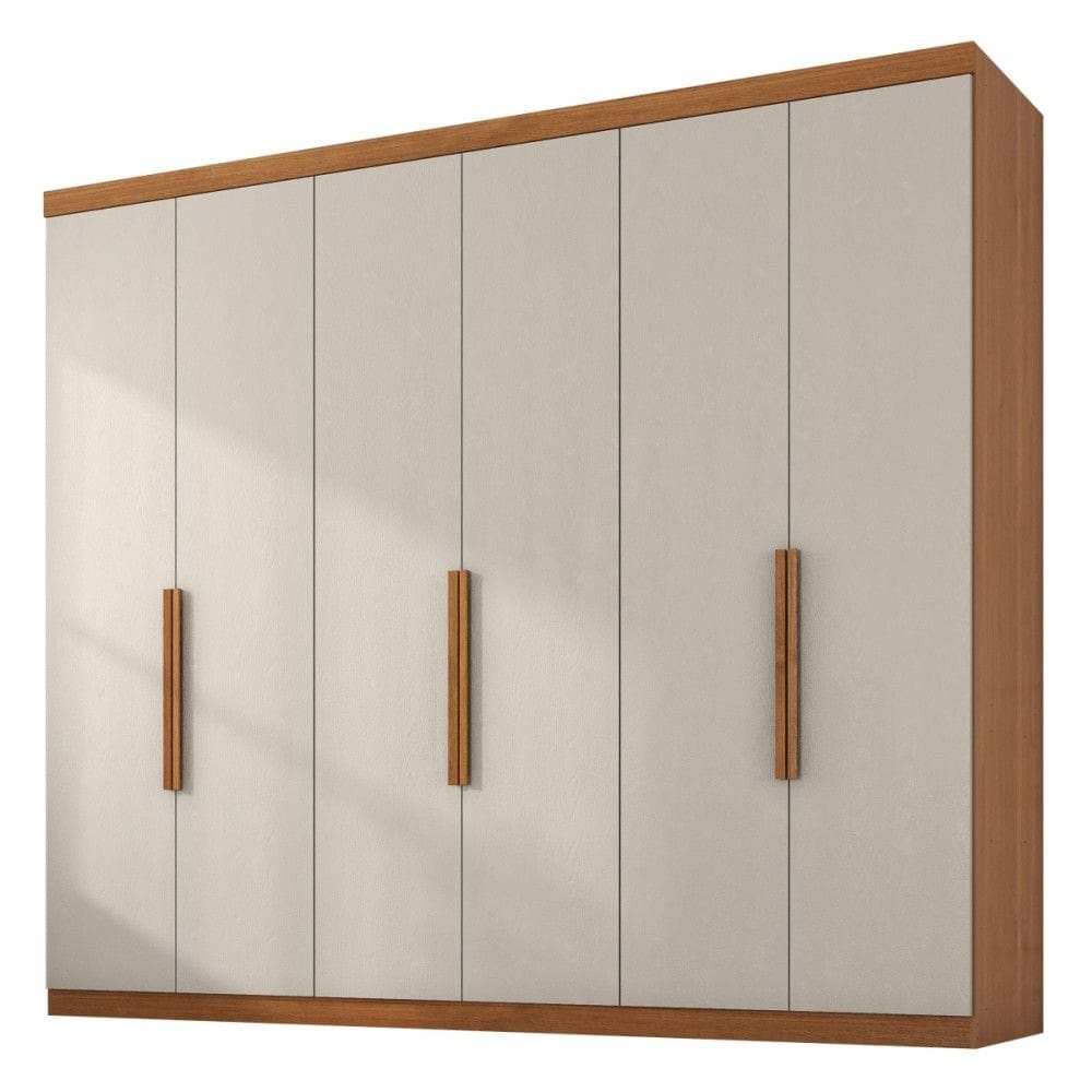 Guarda Roupa de Casal Evidence Plus II 6 Portas Cinamomo e Areia Zanzini