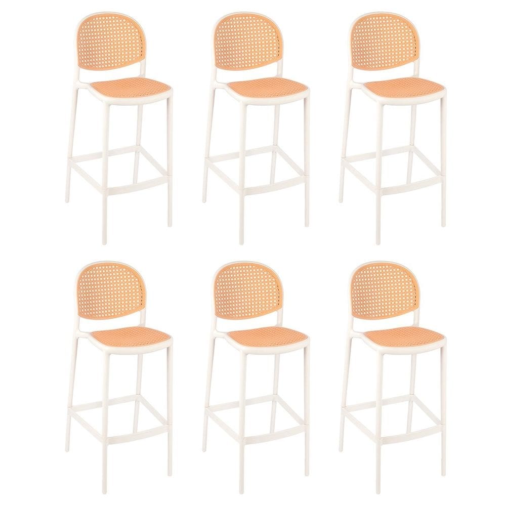 Kit 6 Banquetas Alta Mumbai Telinha com encosto 115 cm