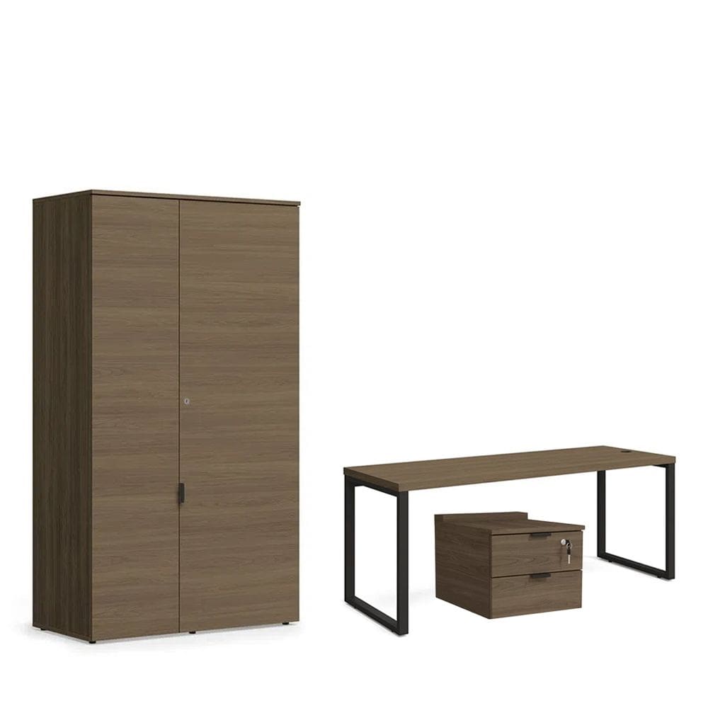 Mesa com Gaveteiro de Escritório Home Office 1,9m e Armário 2 Portas Kappesberg
