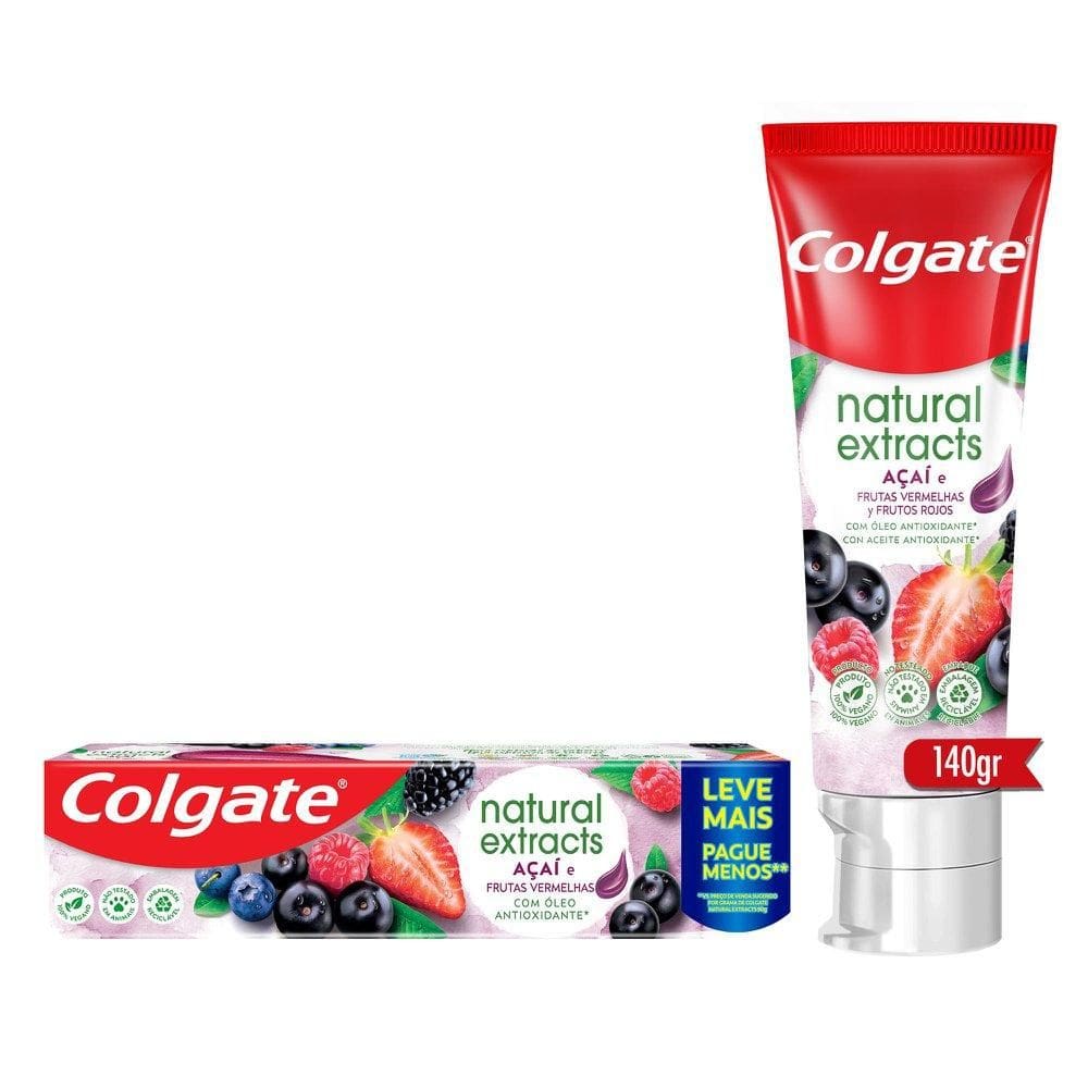 Creme Dental Colgate Natural Extracts Açaí e Frutas Vermelhas 140g