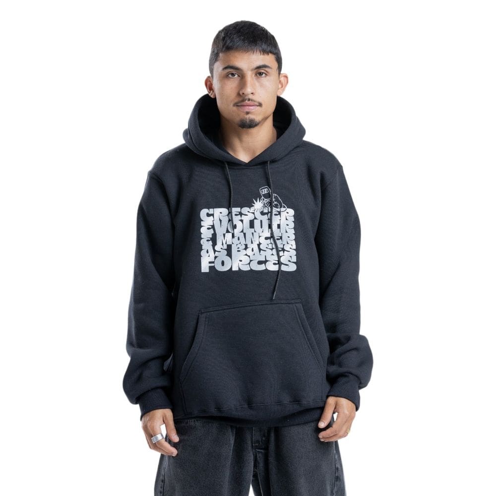 Moletom Canguru Fechado Solda Preto Hocks