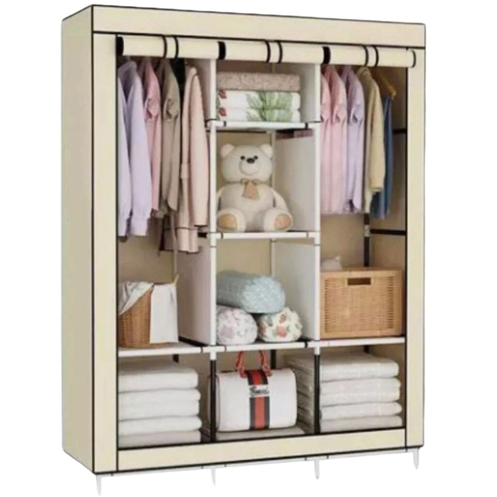 Guarda Roupa Dobravel Retratil Bege Organizador de Roupas