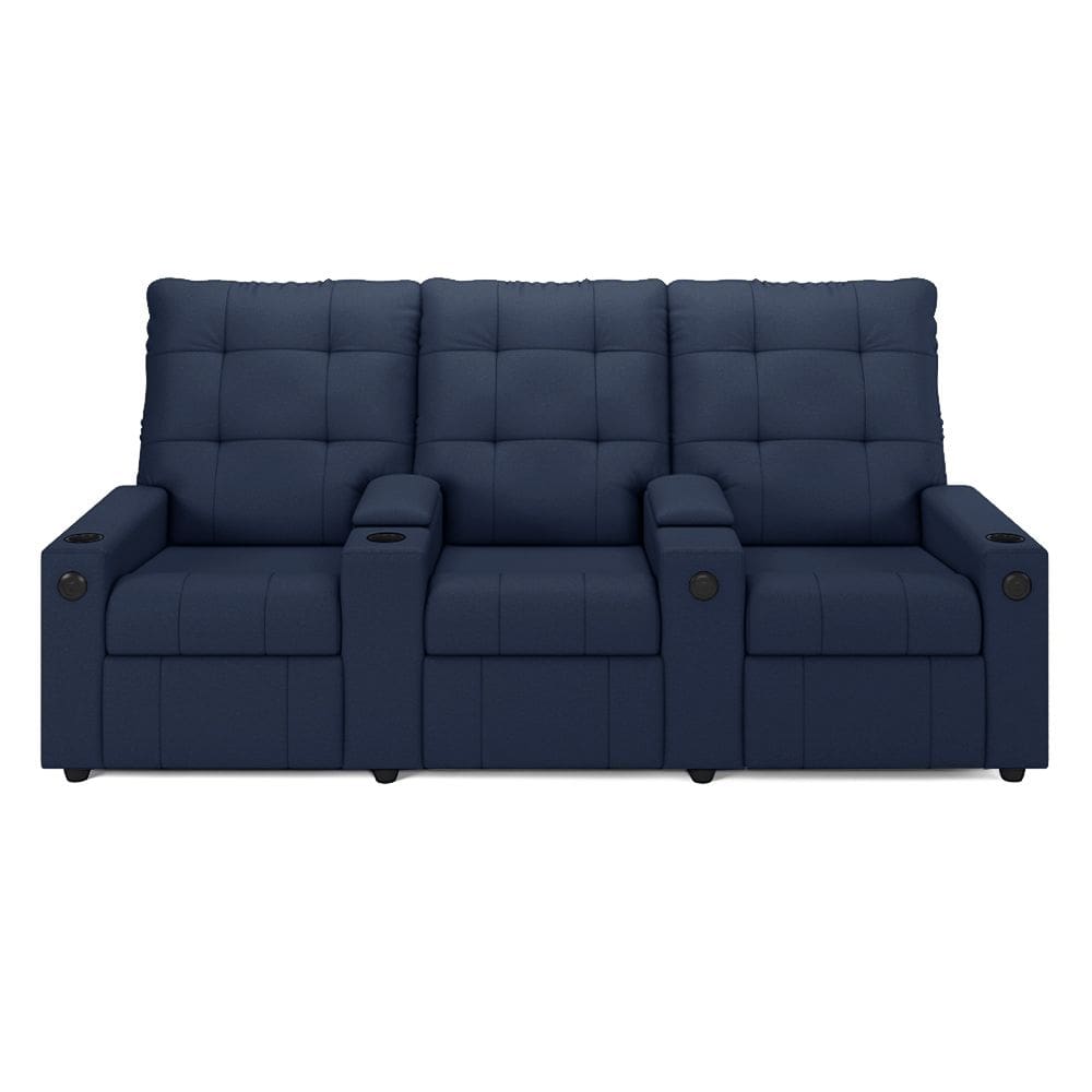 Poltrona Reclinável Para Cinema Parma 3 Lugares Baú USB PU Azul FH1 - D`Rossi