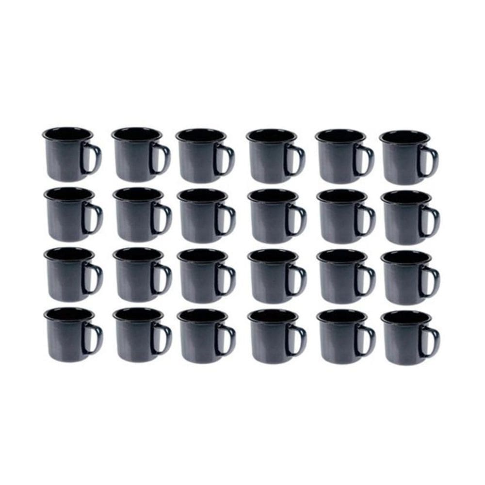 Caneca Esmaltada Retro 150Ml Preta Vintage Jogo 36 Pcs