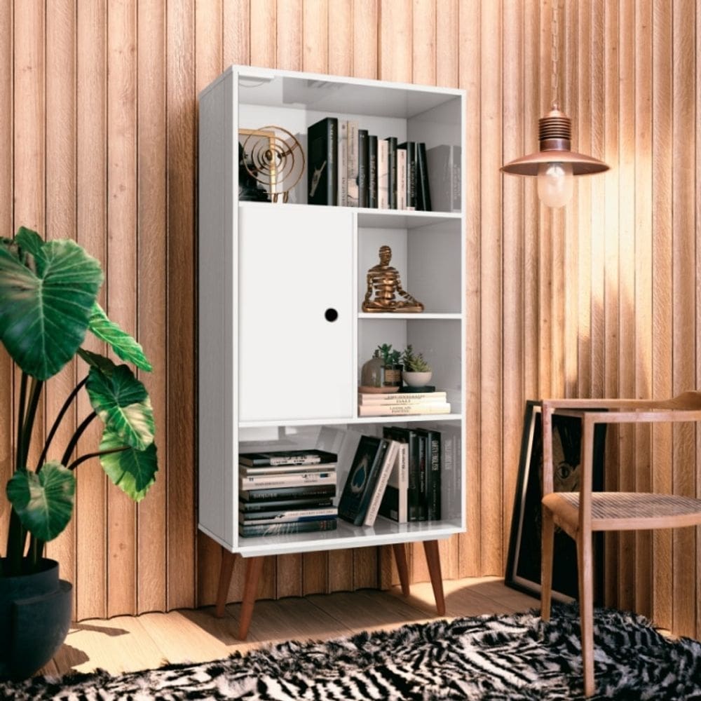 Estante Livreiro Chaplin com pés madeira maciça peça de decoração