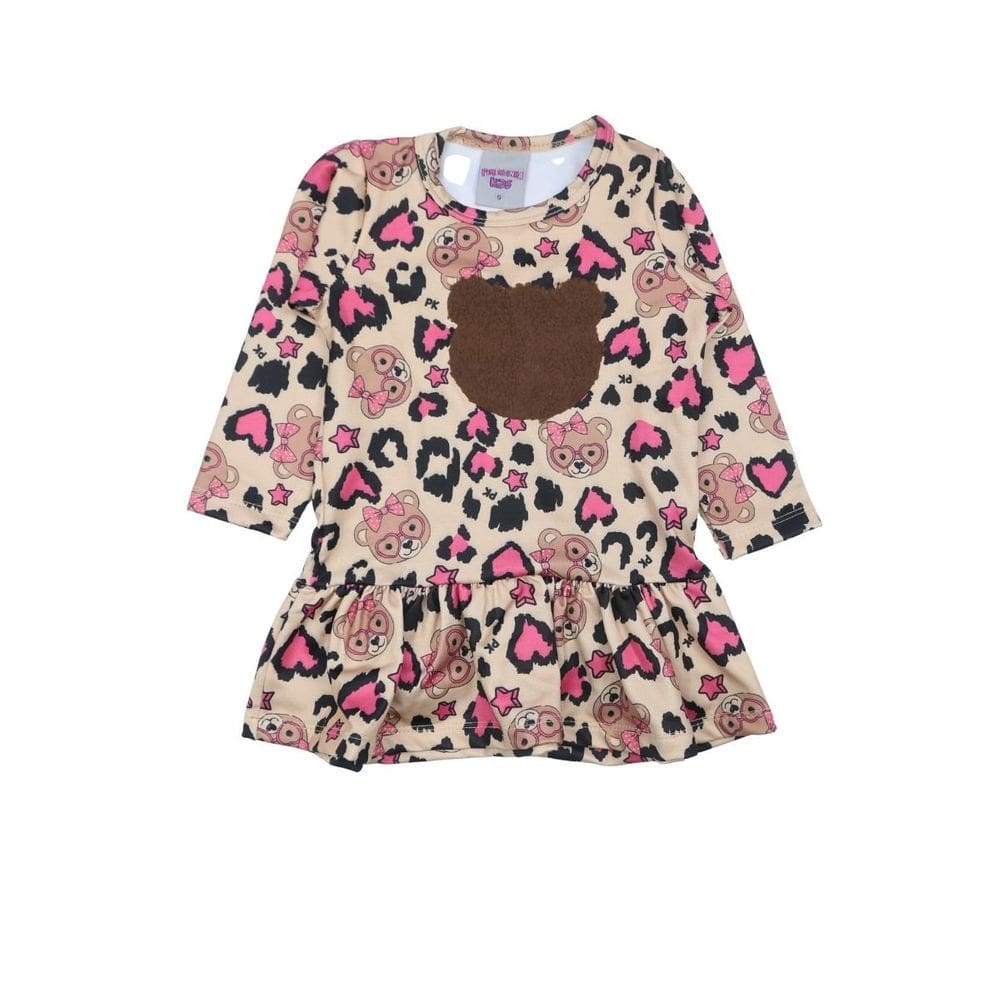 Vestido Peluciado Sublimado Bebê Menina Ursinha Inverno