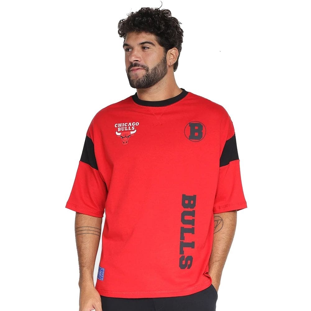 Camiseta Nba Masculina Chicago Bulls Rib Sleeve Oversize