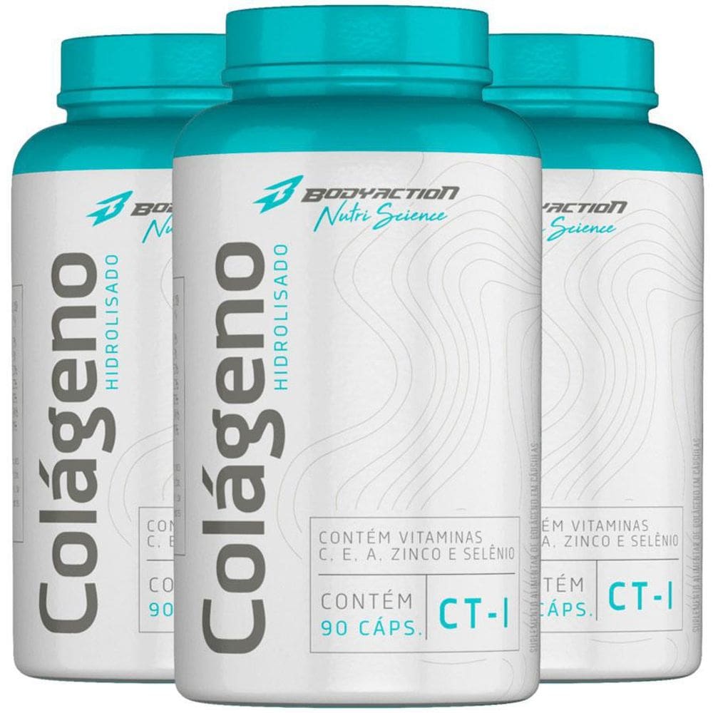 Colágeno Hidrolisado Ct-I Com 90 Cápsulas Bodyaction 3Un