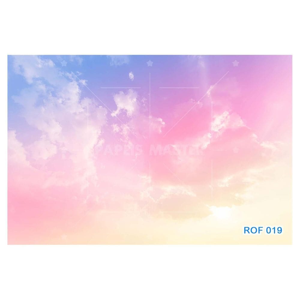 Papel De Teto Céu Azul Nuvem Cores Dia Manhã 3,5M Rof19