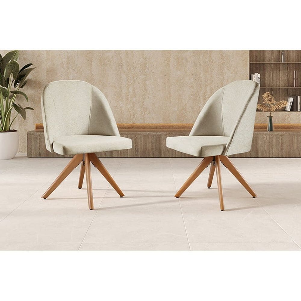 Kit 2 Poltronas Giratória Lua Nude