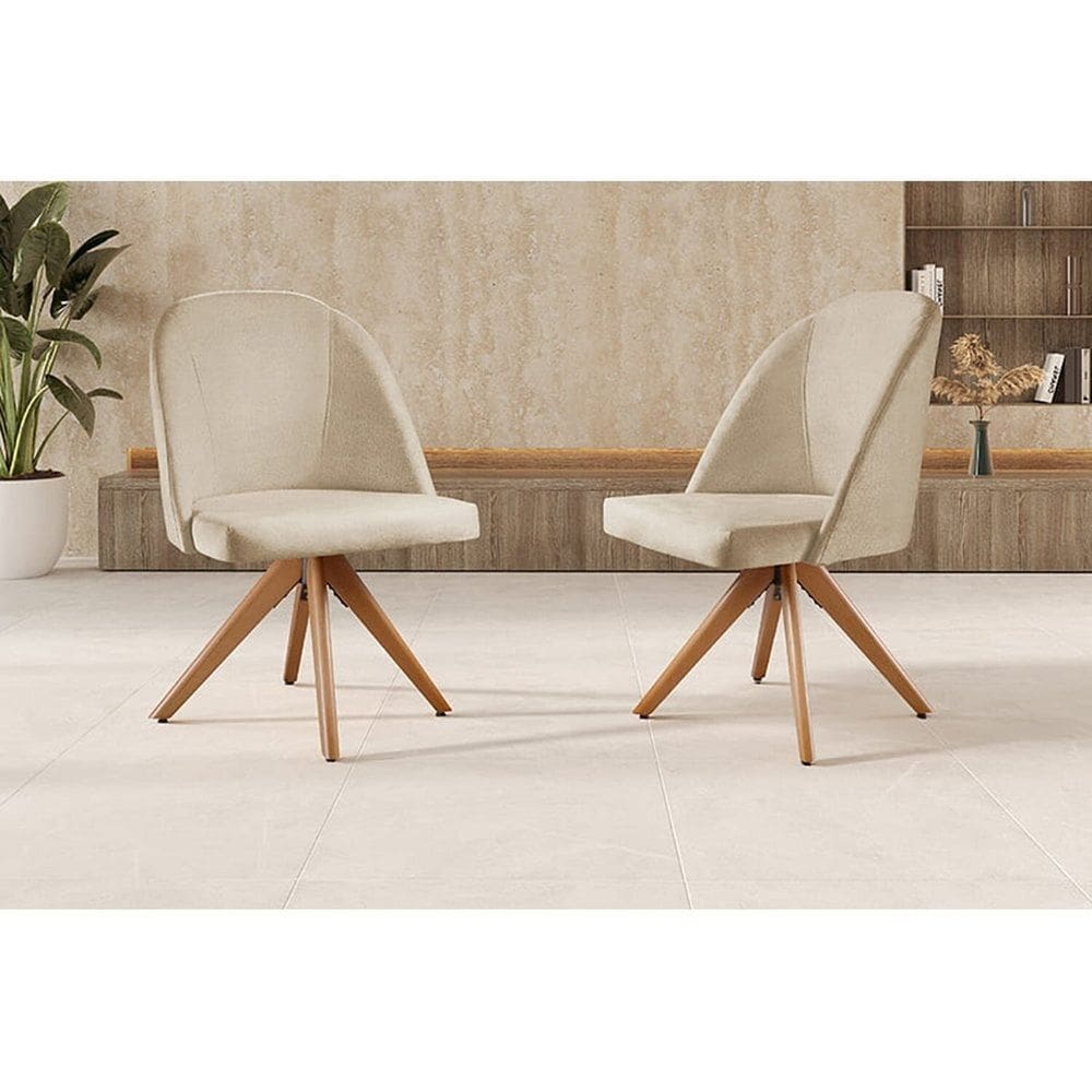 Kit 2 Poltronas Lua Giratória Bege