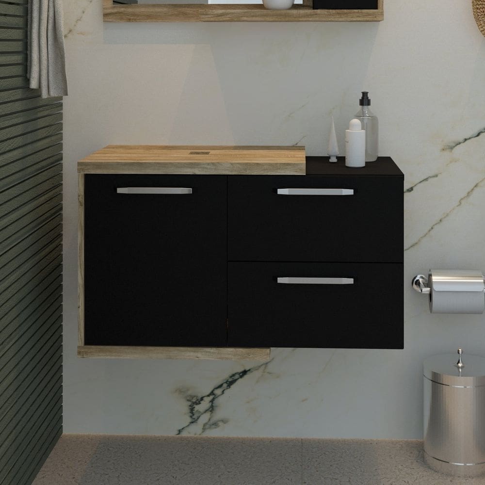 Armário Gabinete Nexus 83P Carvalho/Preto Ônix