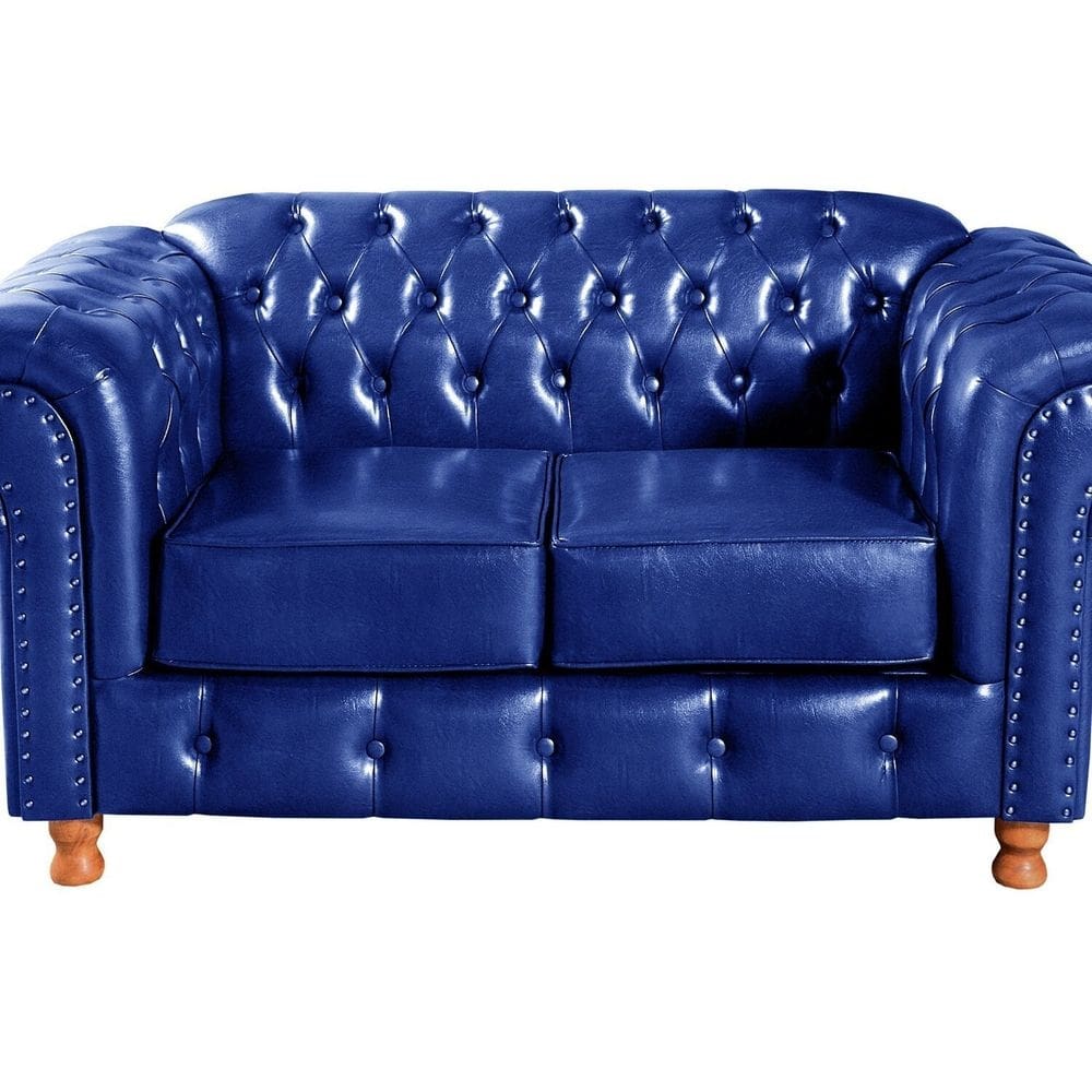 Namoradeira Chesterfield Com Capitonê Luís XV Azul