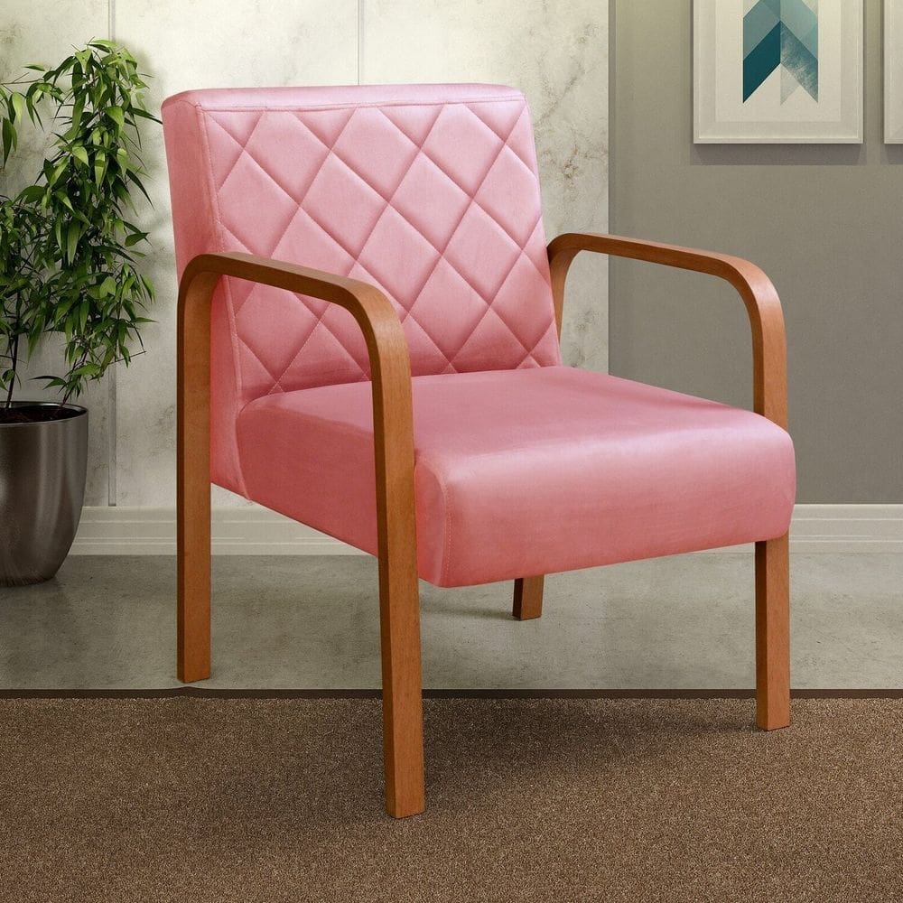 Poltrona Cadeira Decorativa Sala, Recepção Lara Rosa
