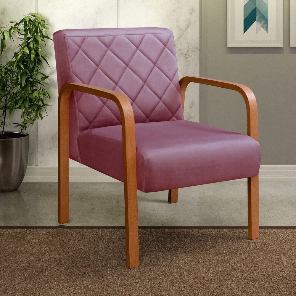 Poltrona Cadeira Decorativa Sala, Recepção Lara Roxo