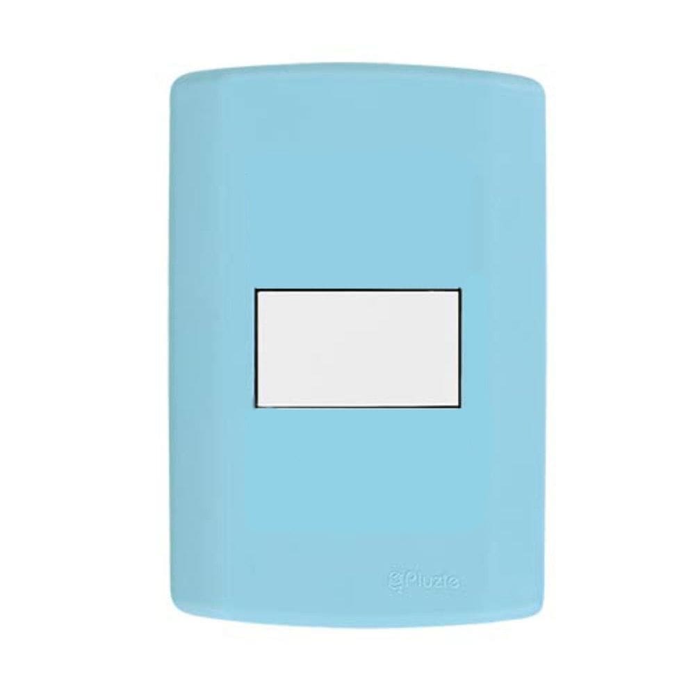Interruptor de 1 Tecla Simples, Modular, com Placa 4x2 e Suporte Azul