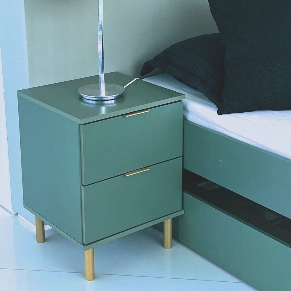 Mesa de Cabeceira 2 Gavetas Dm-125 Verde Oliva