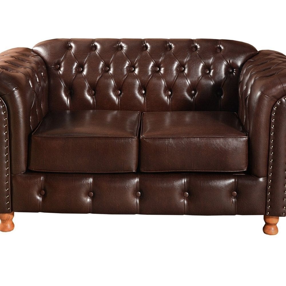 Namoradeira Sofá Chesterfield Com Capitonê Luís XV Café