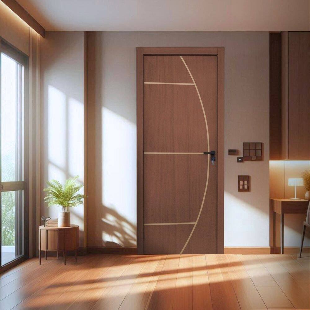 KIt Porta de Madeira Decorada 215x64cm Batente 12cm Gaucha Ipê