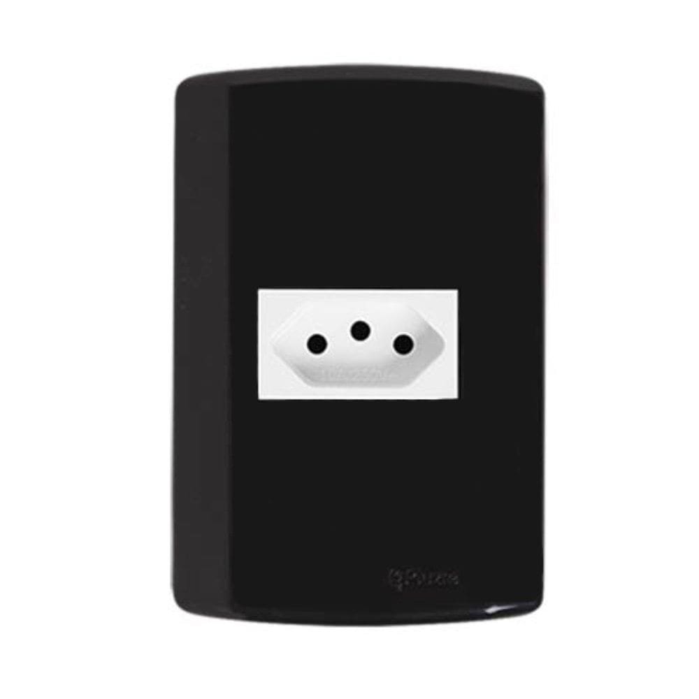 Conjunto com 1 Tomada 2p+t 10A 250v, Modular, com Placa 4x2 e Suporte