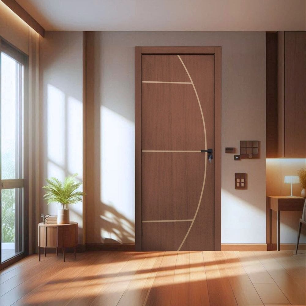 KIt Porta de Madeira Decorada 215x84cm Batente 12cm Gaucha Ipê