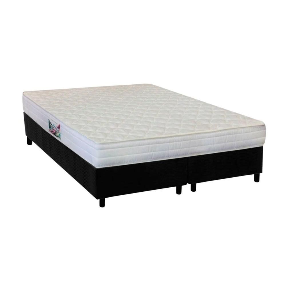 Cama Box Queen: Colchão Ortopédico Herval AG65 Frontier + Base CRC Suede Black(158x198)