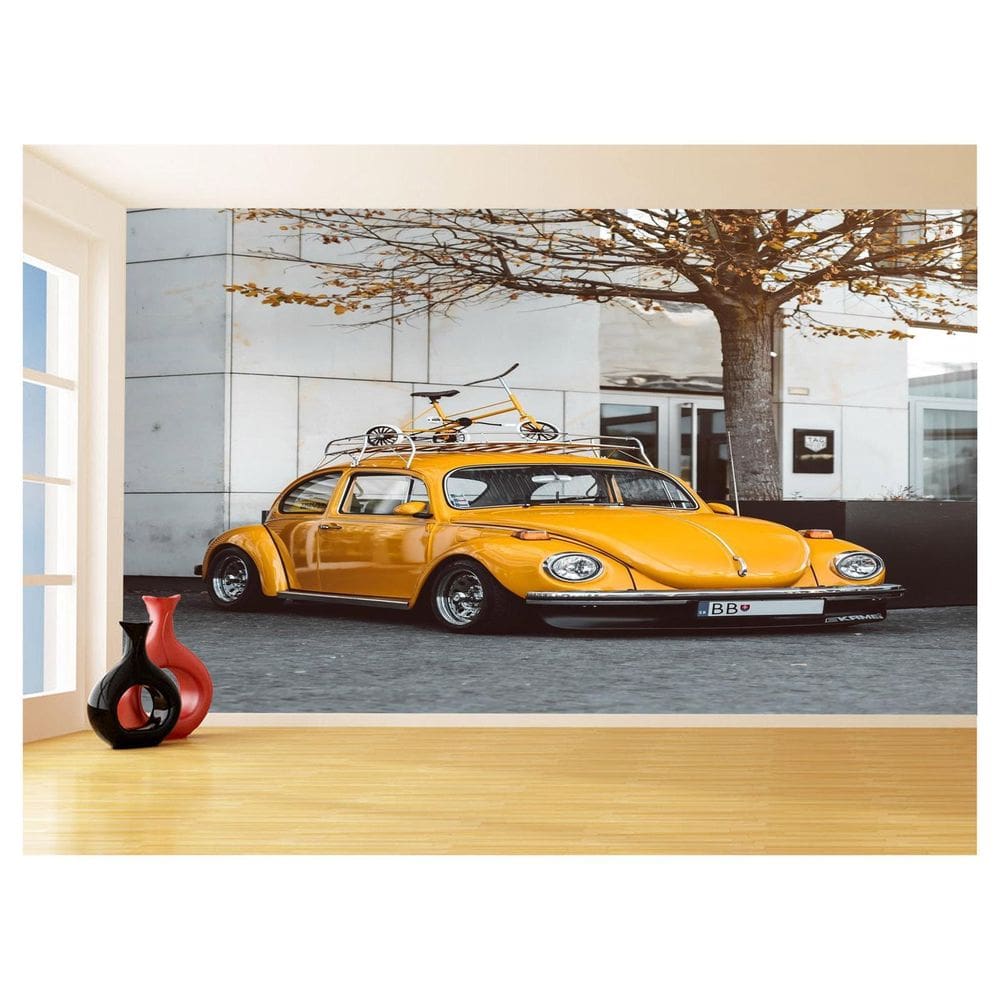 Papel De Parede 3D Carro Antigo Fusca Beetle 3,5M Cxr117