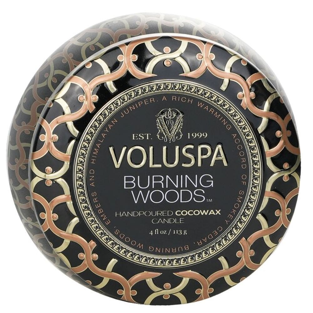Vela Voluspa Mini Tin Burning Woods 25h 75mL
