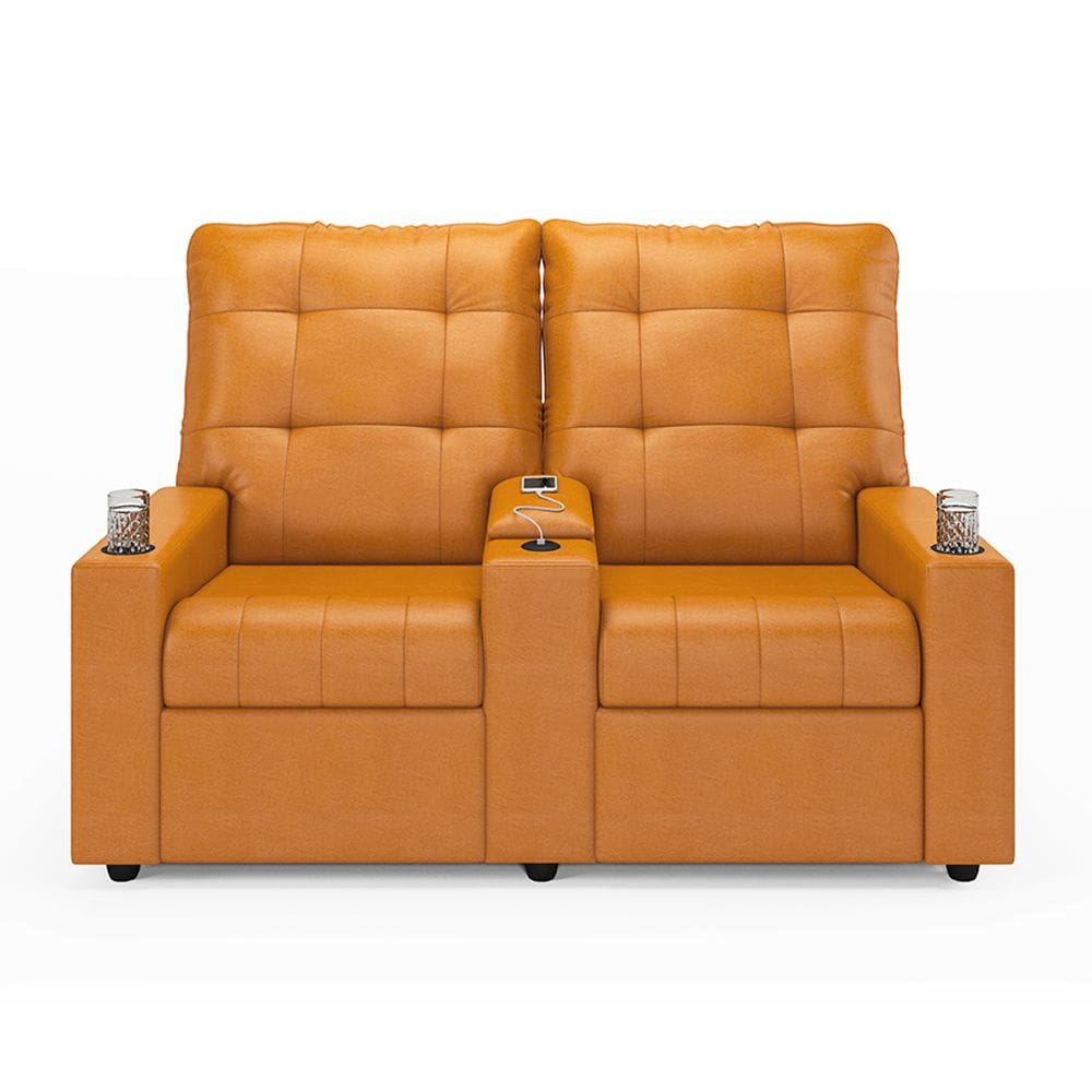 Poltrona Reclinável Para Cinema Parma 2 Lugares Baú USB PU Whisky FH1 - D`Rossi