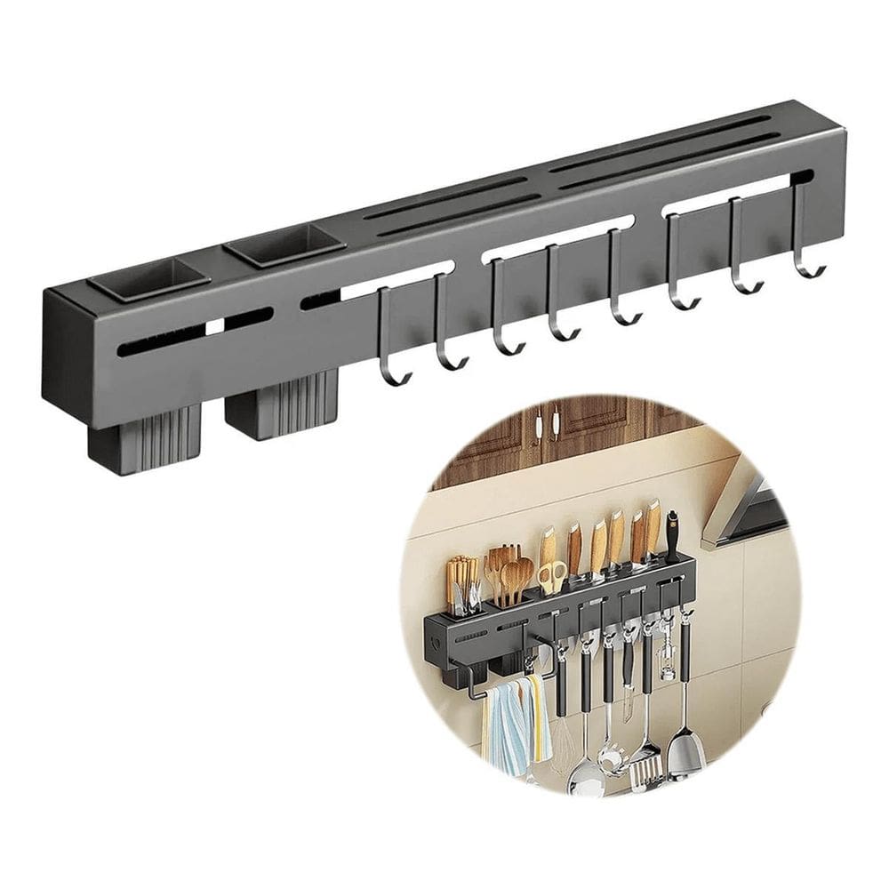 Suporte De Cozinha Porta Talheres Facas 50Cm Com 8 Ganchos