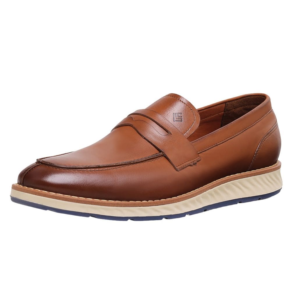 Sapato casual masculino Lecas couro nobre confortável palmilha gel anti-impacto