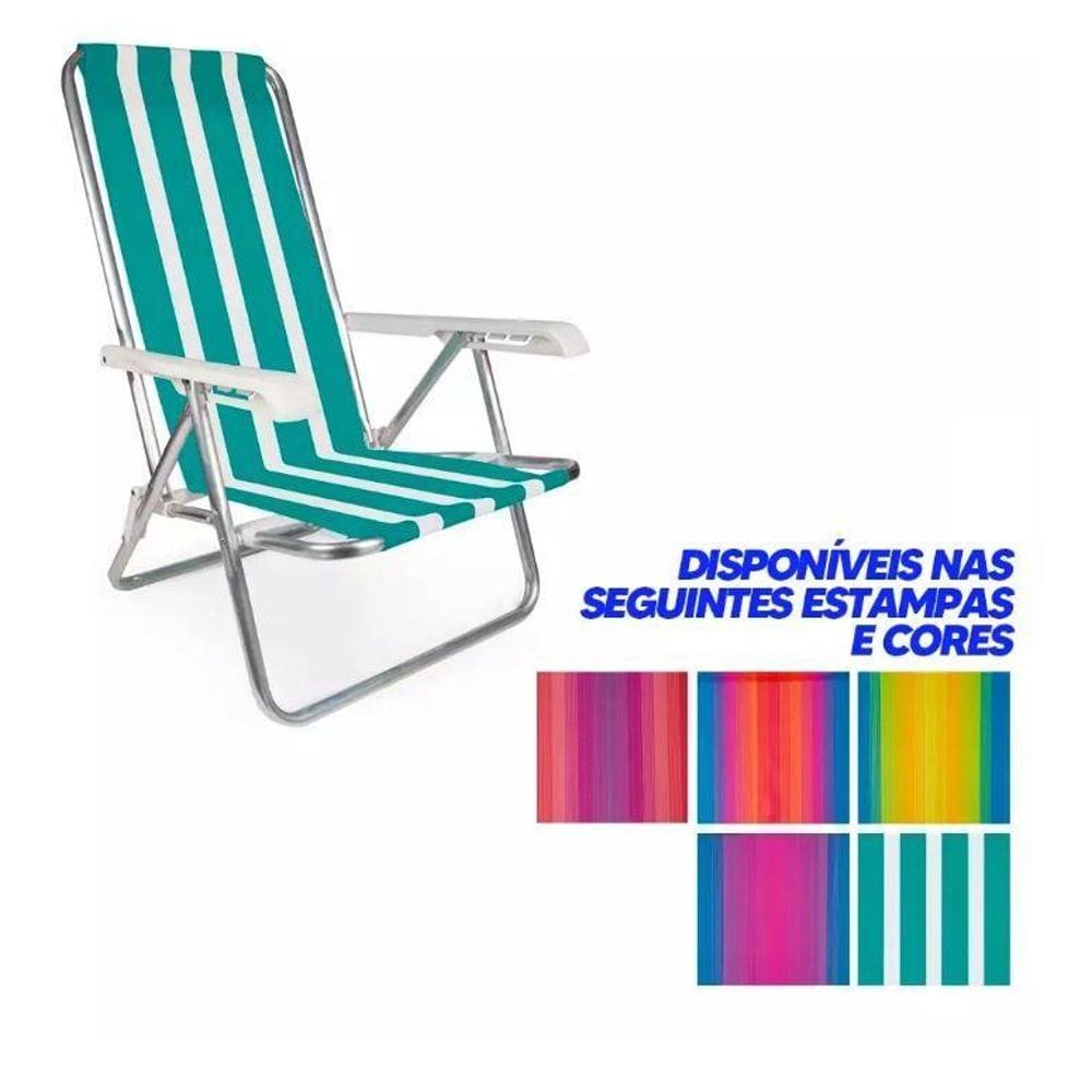 3 cadeiras de praia piscina 8 posições reclinável-